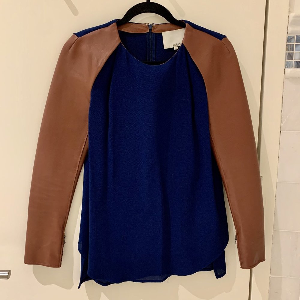3.1 Phillip Lim Leather Sleeve Top